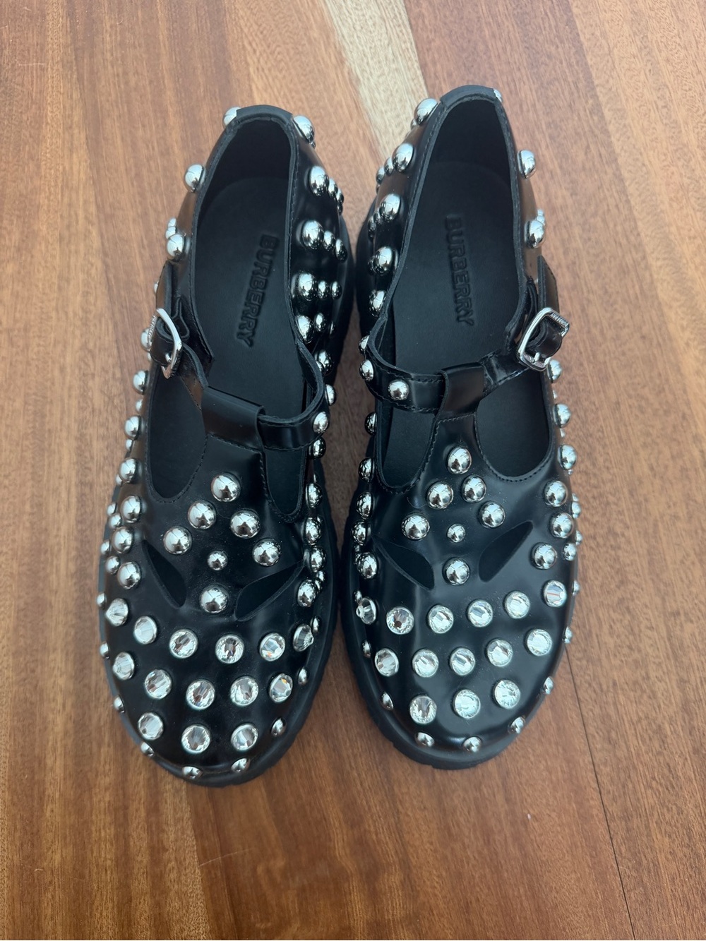 Burberry Black Studded Mary Jane Kids Shoes